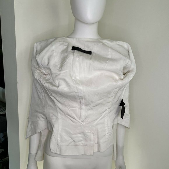 Haider Ackermann White Linen Crop Tuxedo Blazer Jacket - Picture 10 of 11